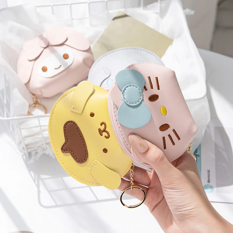 Kawaii Hello Kitty Cinnamoroll My Melody Mini Purse Cute Cartoon Pompom Purin Coin Wallet Birthdays Gifts For Girls Women