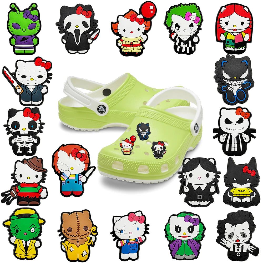 1-18pcs Hello Kitty Shoes Charms DIY shoe Accessories For Sneakers Shoe Decoration for Women Men Christmas Gift