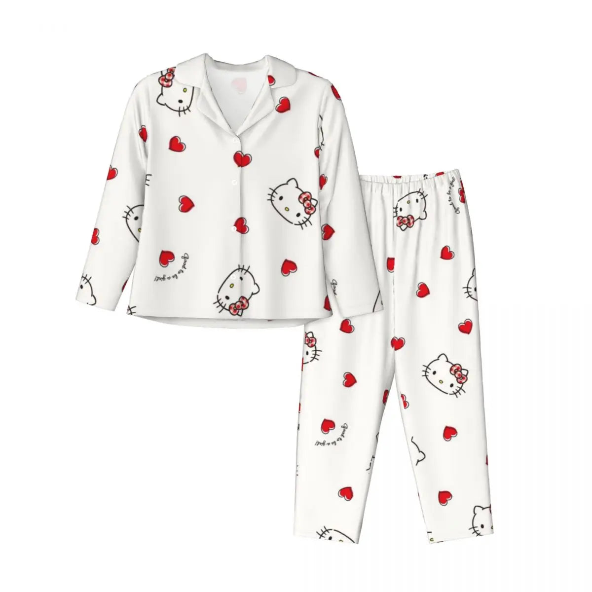 Cute Hello Kitty Women's Pajamas Set 2 Piece Set For Women Casual Long sleeve Suit