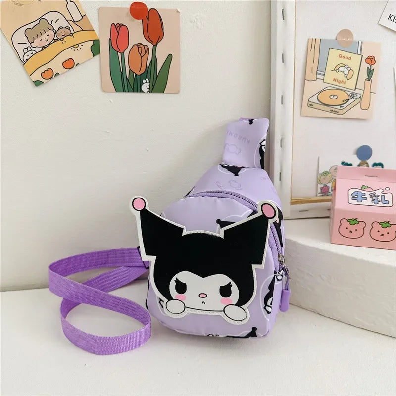 Kawaii Hello Kitty Chest Bag Crossbody Bags Kuromi My Melody Cinnamoroll Messenger Shoulder Handbag for Women Toys Girls