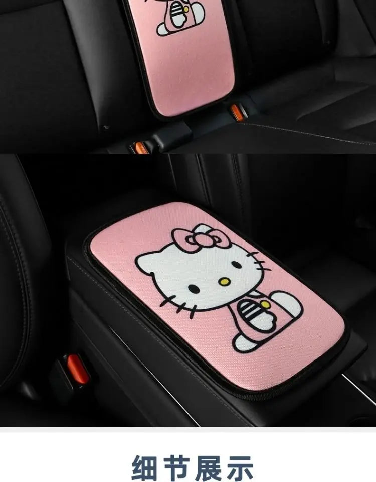 Sanrio Hello Kitty Car Armrest Pad Mat Car Front Rear Center Universal Breathable Mat Cute Anti Slip High-End Interior Decor