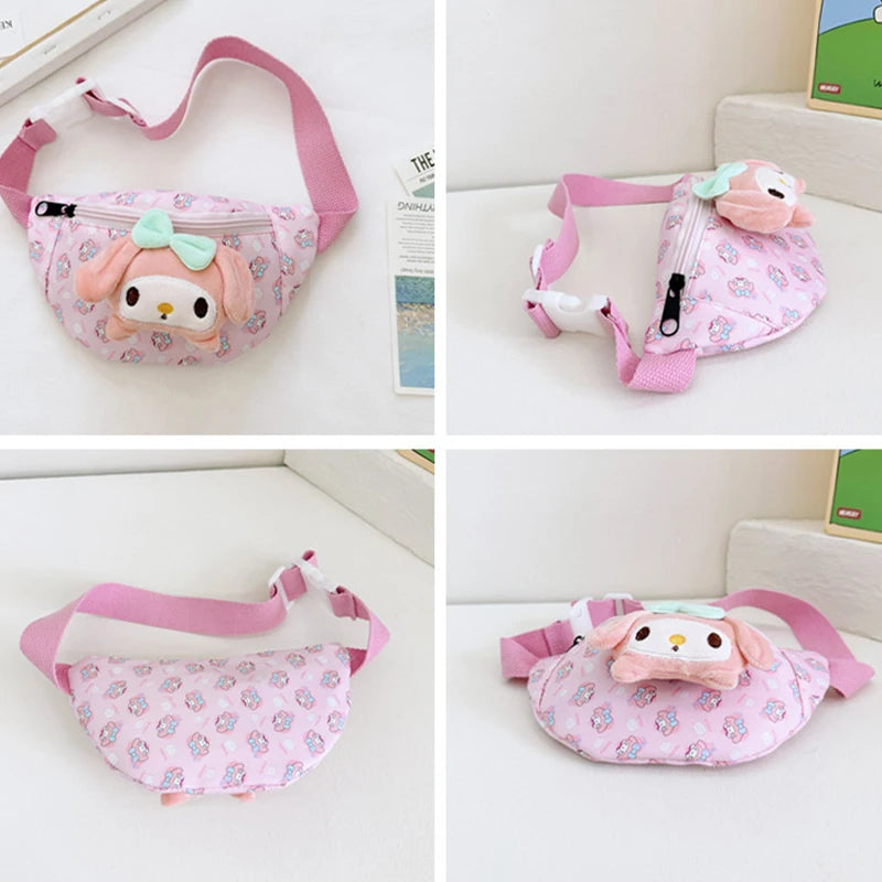 Kawaii Cinnamoroll Chest Backpack Hello Kitty Kuromi Messenger Bag My Melody Waist Pack Mobile Phone Bag Purses Kid Gift