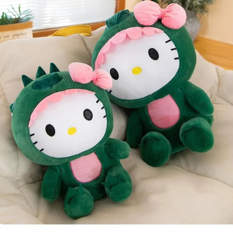 35cm Hello Kitty Cos Dinosaur Kawaii Cartoon Plush Doll Toys Soft Throw Pillow Back Cushion Girls Birthday Toyd Gifts