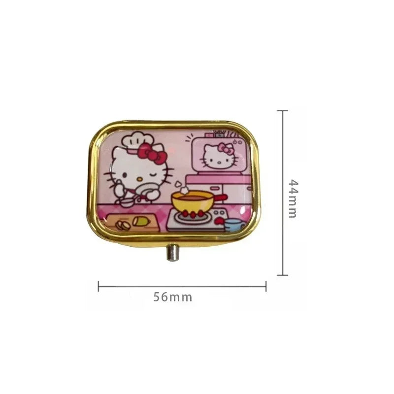 Hello Kitty Portable Jewelry Box with HD Mirror Mini Sealed Sub package Box Cute Cartoon Travel Storage Box