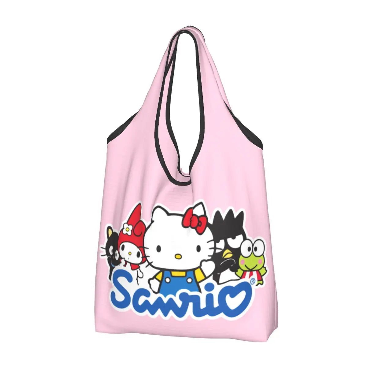 Custom Hello Kitty Groceries Shopping Bag Funny Shopper Shoulder Tote Bags Large Capacity Portable Handbag