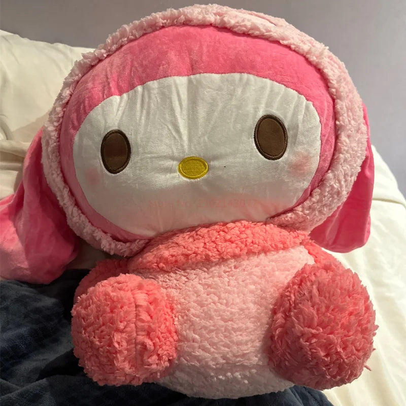 Large My Melody Turned Into A Panda Pillow Stuffed With Kawaii Doll Plush Toy Kuromi Hello Kitty Plush Gift.