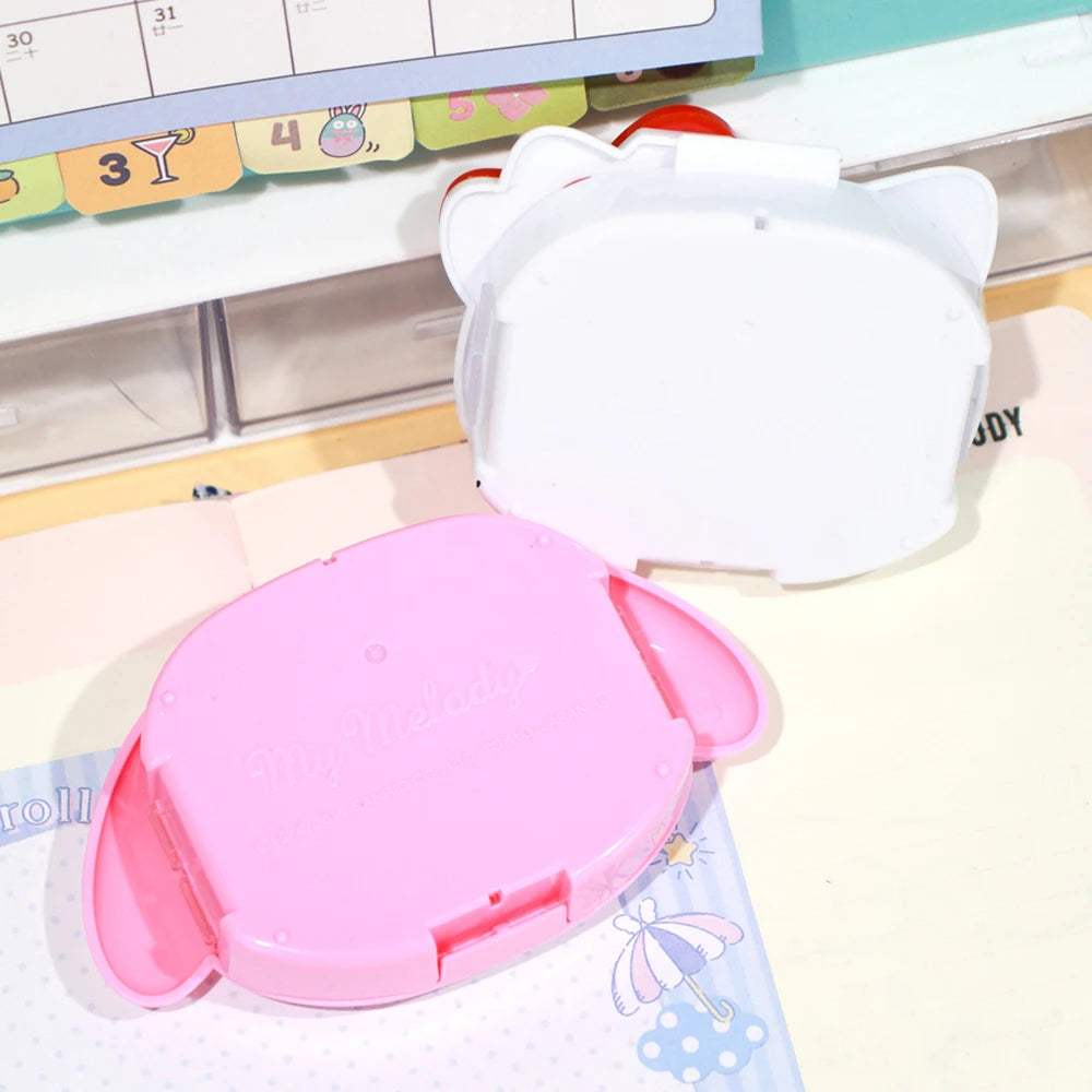 Mini Portable Pill Box Cartoon Hello Kitty Melody 4Grids  Cute Storage Box Travel Small Tablet Box Container for Medicine