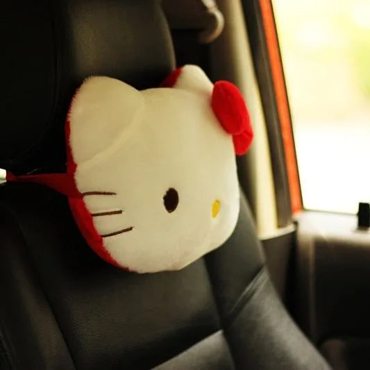 Kawaii Hello Kitty Car Headrest Cartoon Neck Guard Car Interior Decoration Pillow Birthday Gift Ornaments Accessories