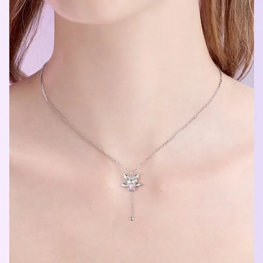 Sanrio Kuromi Silver Plating Necklace for Women Cartoon Anime Fashion Cupid Collarbone Chain Kawaii Charm Jewelry Girl Gifts