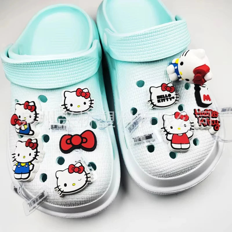 10pcs Hello Kitty Shoe Charms Set Cute Detachable Decorations for Clogs & Sandals Fashion Accessories for Women