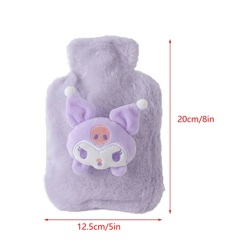 Sanrio Plush Hot Water Bottle Hello Kitty Kuromi Cinnamoroll Melody Reusable Heating Hot Water Bottle Bag Girls Gifts 250ML