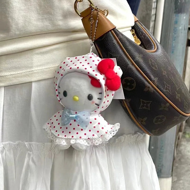 Cartoon Helo Kitty Doll Keychain Wear Raincoat Kitty Detachable Pendant Doll School Bag Pendant Toy Gifts