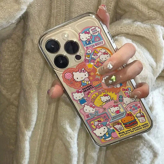 Hello Kitty Smile Clear Phone Case For iPhone 16 15 14 Pro Max 11 12 13 Pro XR XS MAX Y2K 7 8 Plus Lovely Anti Fall Cover