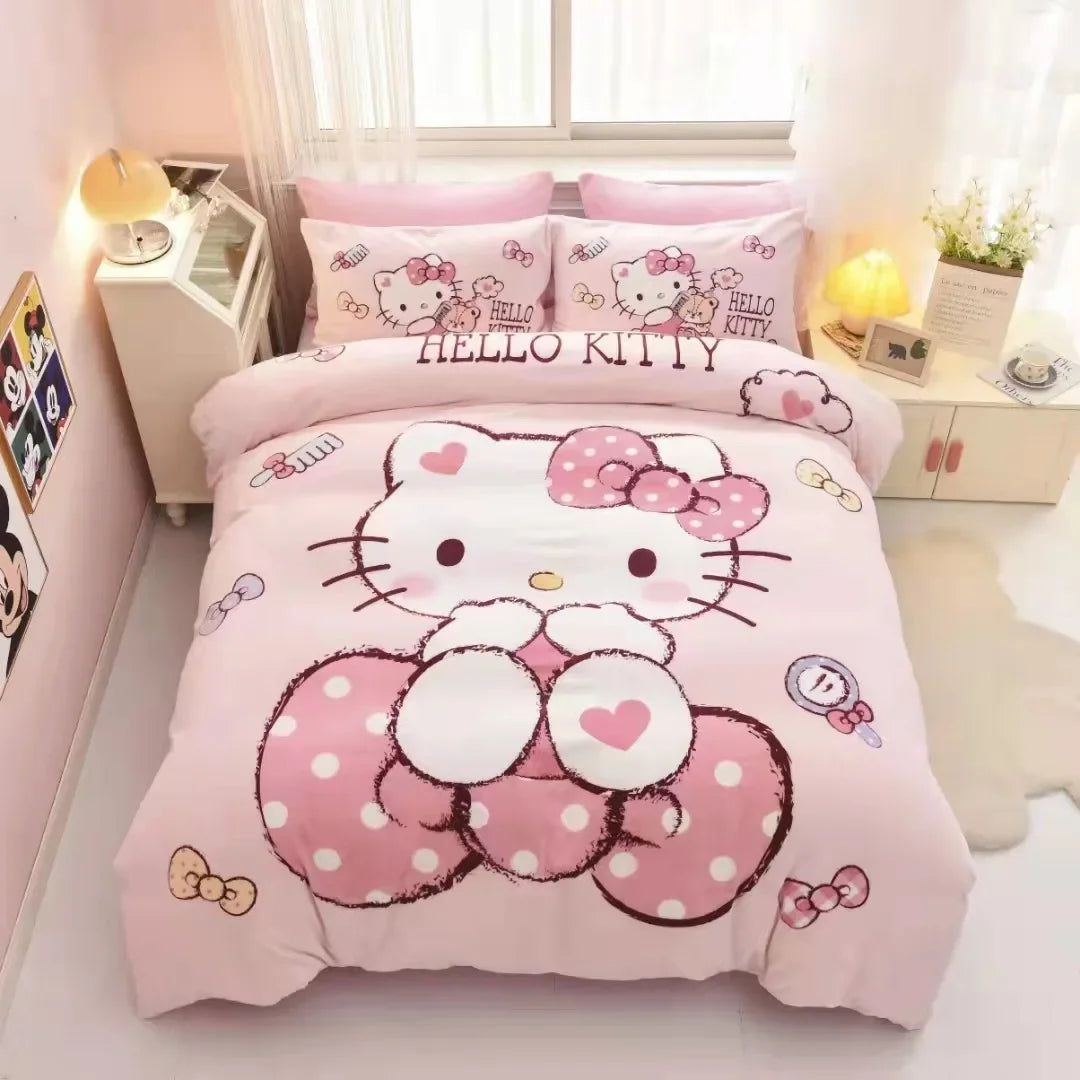 Cute Hello Kitty Cartoon Kids Duvet Cover Bedding Set Comforter Cover for Bedroom Decoration Children Teens Girl Birthday Gifts