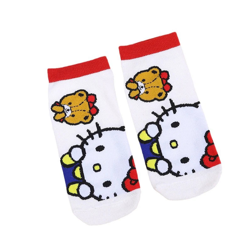 1 Pair Hello Kitty Child Socks Kawaii Kuromi My Melody Pochacco Cinnamoroll Short Socks Baby Socks