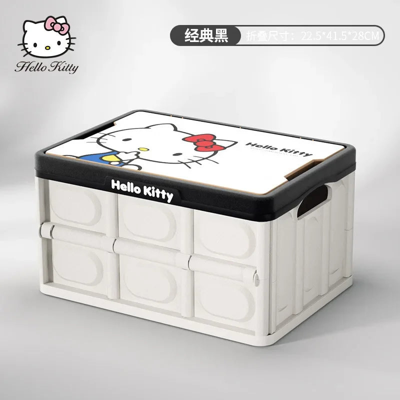 Sanrio Kawaii Anime Hello Kitty Car Trunk Storage Box Cute Outdoor Camping Portable Glove Box Foldable Car Storage Box Kids