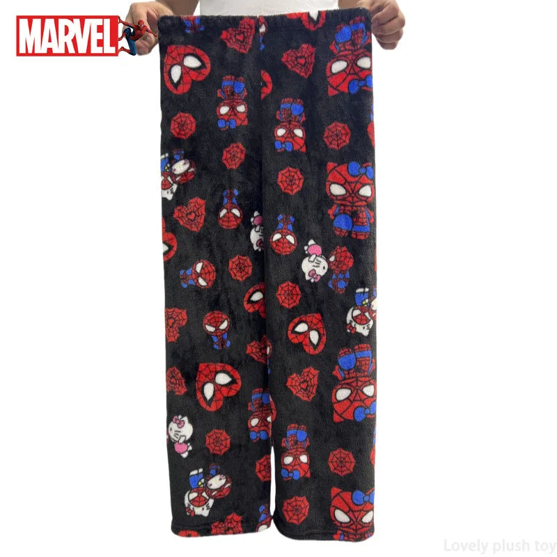 Kawaii Sanrio Hello Kitty Pajamas Long Pants Spider-man Sanrio Hello Kitty Cotton Casual Trousers Home Leisure Pants Sleep Pant