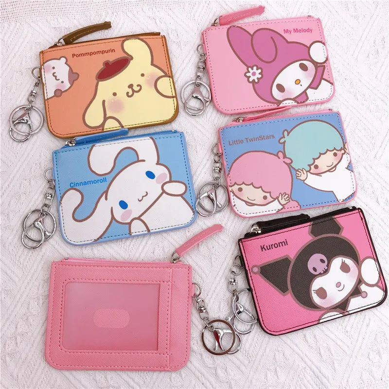 Kawaii Hello Kitty Wallet Melody Kuromi Cinnamoroll Coin Purse Women Anime Children Pu Card Holder Girls Christmas Gifts