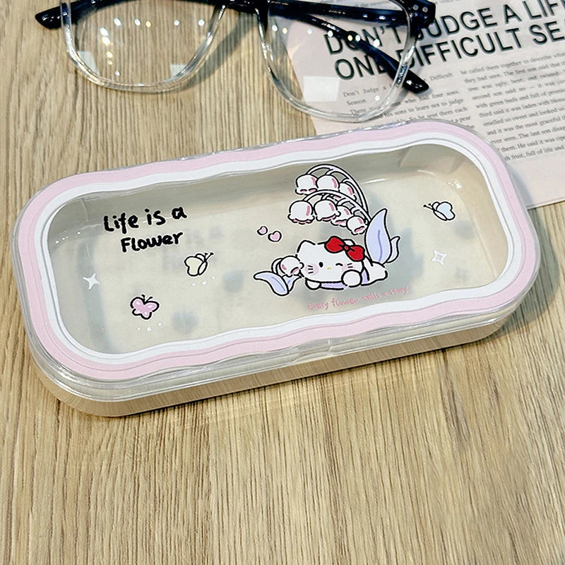 New Cartoon Anime Hello Kitty Kuromi Melody Glasses Case Kawaii Fashion Simple Portable Anti-fall Sunglasses Storage Box