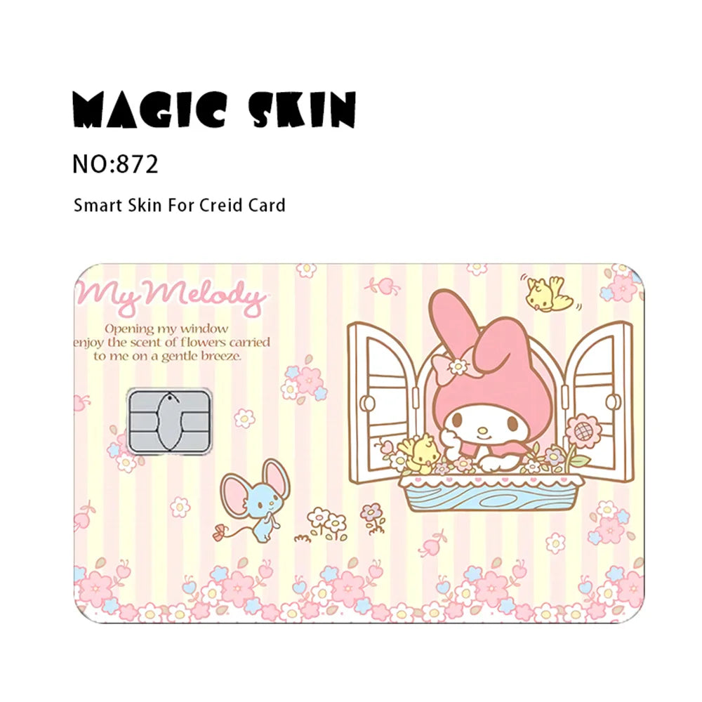 Hello Kitty My Melody Poker Sticker Film Tape Skin for Credit Card Debit Card Kt Cat Waterproof Stickers Small Chip