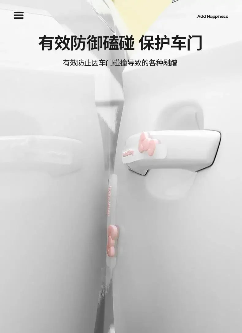 Kawaii Genuine Sanrio Car Door Anti-Collision Strip Hello Kitty Cartoon Rearview Mirror Anti-Scratch Car Sticker Cute Car Gift