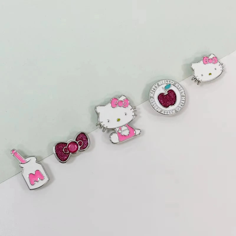 New Kawaii Hello Kitty Shoe Charms metal DIY Sandals for Kids Gifts Pink hole shoes flower accessories Hot selling