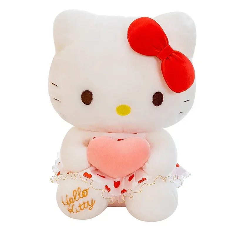 New Cartoon Anime Sheer Dress Hello Kitty Plush Doll Big Cute Room Decoration Plush Toy Sleeping Pillow Kawaii Soft Toy