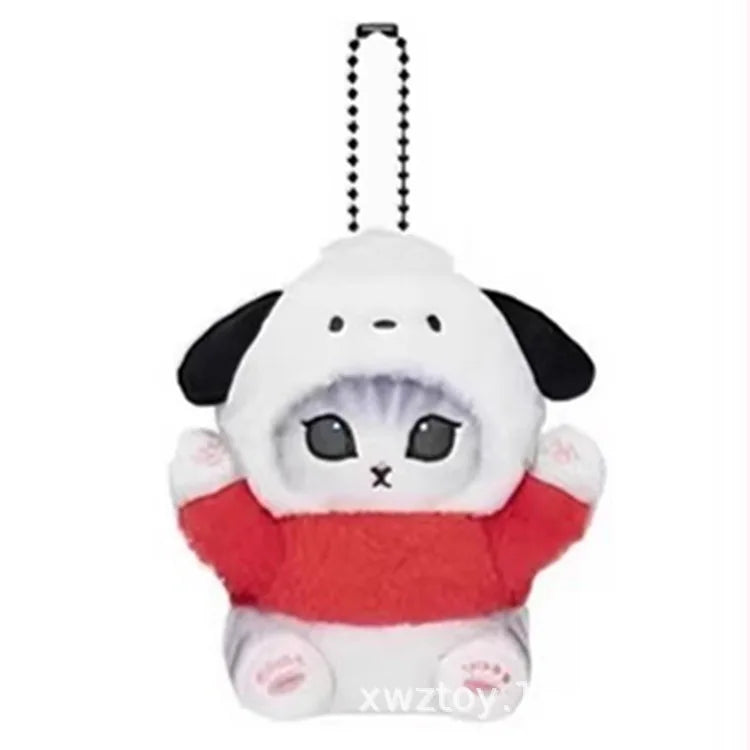 Kawaii Plush Keychain Pendant Cartoon Mofus and Shark Cat Cross-Dressing Hello Kitty Kuromi doll stuff Backpack Decor Toys