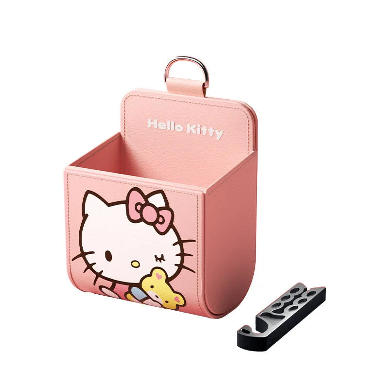 Kawaii KT Cat Car Air Outlet Storage Bag Hello Kitty Storage Box Multifunctional Auto Organizer Box Car Decor Accessories