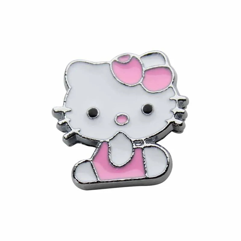 5cps 8mm Enamel Hello Kitty Charms Accessories DIY Wrist Strap Bracelet Collar Handmade Beads for Jewelry Making Kids Gifts