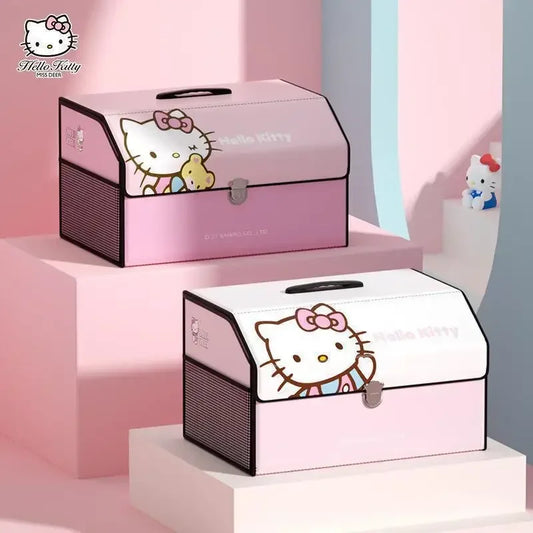 Sanrio Kawaii Hello Kitty Car Trunk Storage Box Anime Cartoon Lovely Fashion Exquisite Creative Waterproof Universal Storage Box