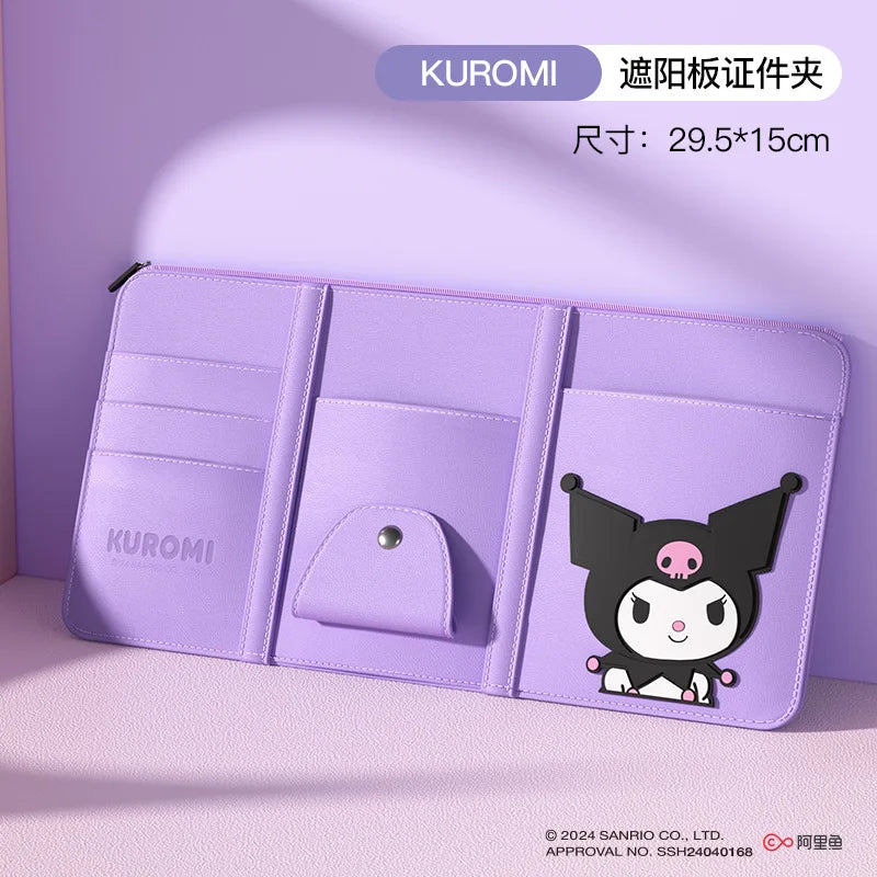 Kawaii Hello Kitty Anime Car Interior Decoration Car Sun Visor Multifunctional Storage Clip Car Decoration Glasses Clip