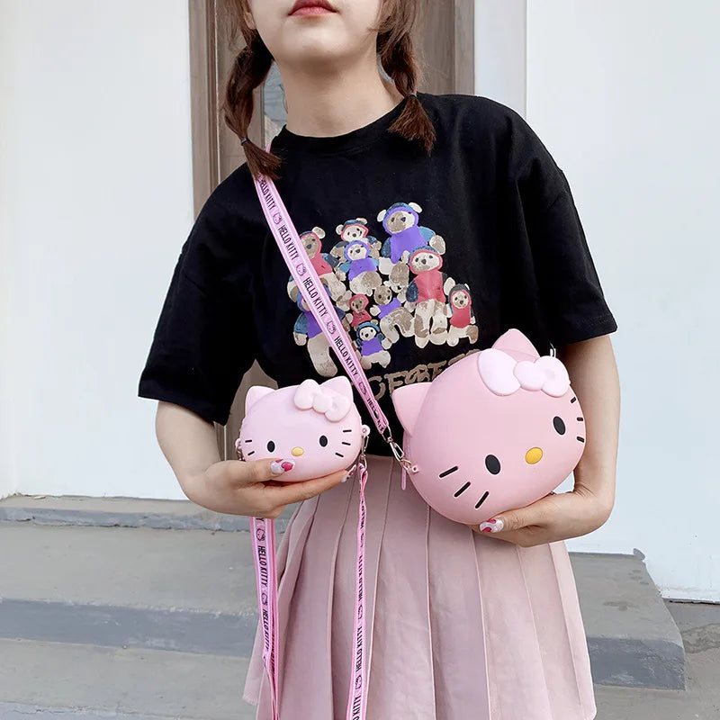 11cm/19cm Hello Kitty Crossbody Bags For Women Kawaii Messenger Bag Travel 3d Shoulder Small Purse Phone Bag Girlfriend Gift