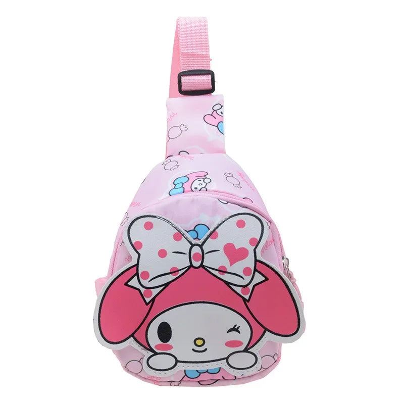 Kawaii Hello Kitty Chest Bag Crossbody Bags Kuromi My Melody Cinnamoroll Messenger Shoulder Handbag for Women Toys Girls