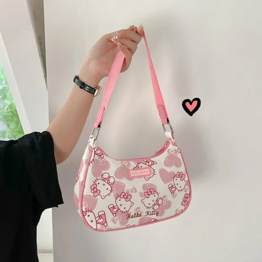 Hello Kitty Underarm Bag for Women Y2K Sanrio Kuromi Mymelody Messenger Tote Bag Cute Girls Shoulder Bag Purses Handbag