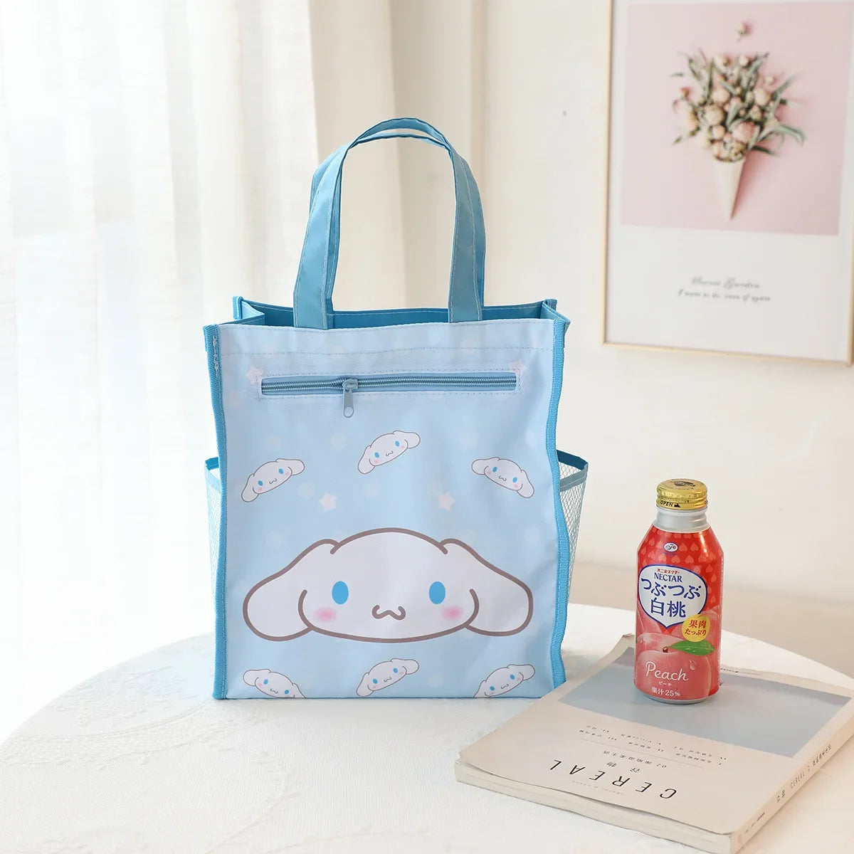 Kawaii Cartoon Handbags Hello Kitty Double Layer Water Proof Tote Bag Cute Kuromi Cinnamoroll Art Pack Shopping Bag Gifts