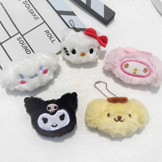 Plush KeyChain Purse Bag Hello Kitty Doll keyring Anime Stuffed Backpack Pendant Melody Cinnamoroll Cute Wallet Girl Toy