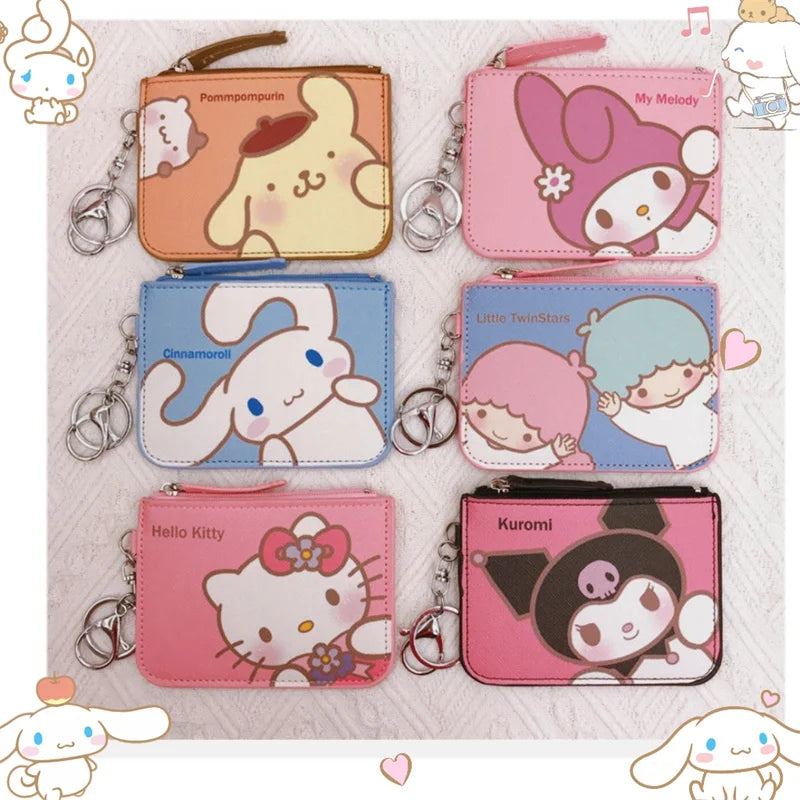 Kawaii Hello Kitty Wallet Melody Kuromi Cinnamoroll Coin Purse Women Anime Children Pu Card Holder Girls Christmas Gifts