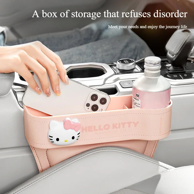 Hello Kitty Car Crevice Storage Box Multifunctional Cartoon Car Seat Clip Organizer Kawaii Sanrio Seat Gap Filler Organizer