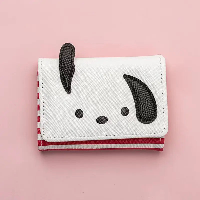 New Kawaii Kuromi Cartoon Wallet Hello Kitty My Melody Pochacco Anime Face Short Wallet Change Purse Coin Storage Bag ﻿