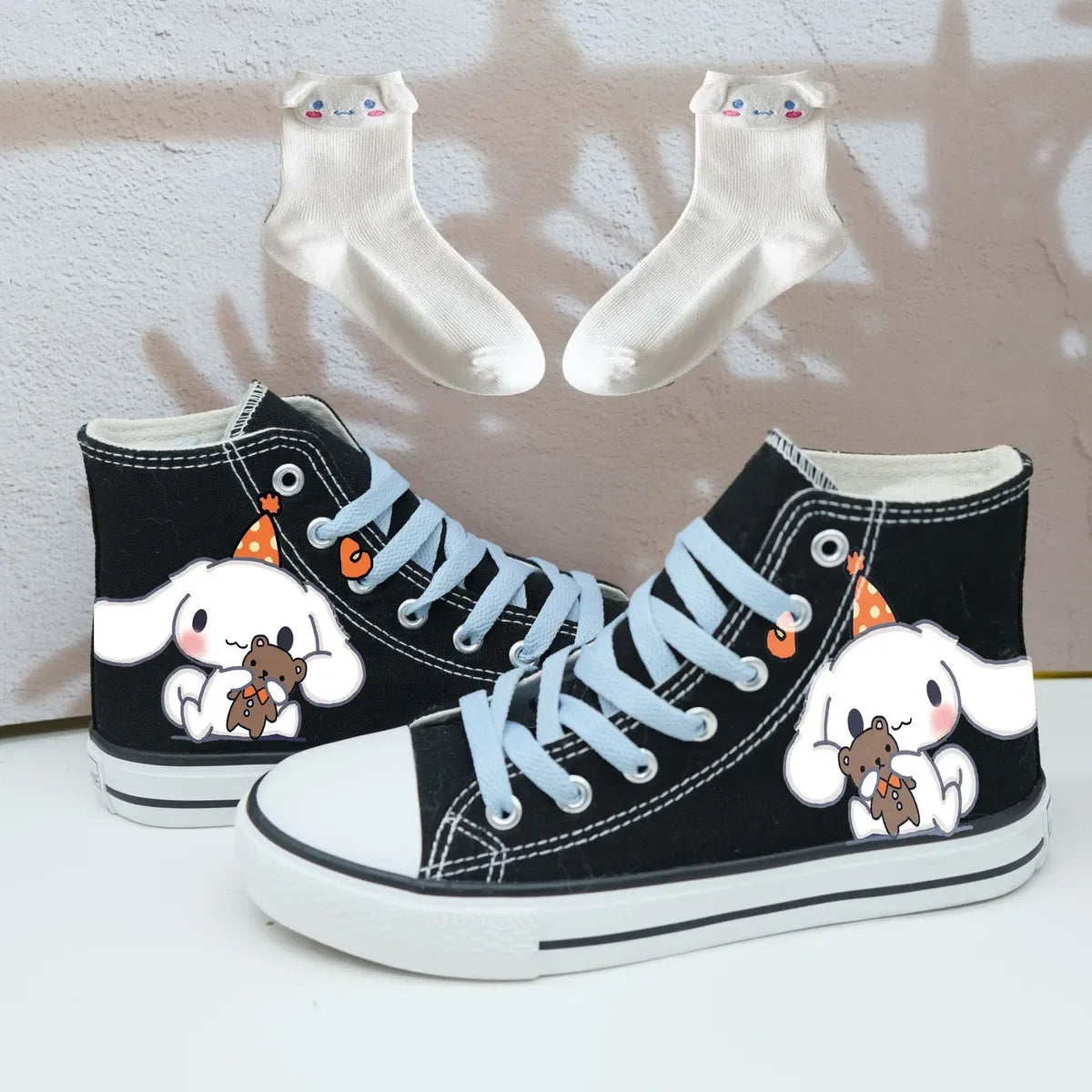 Original Kuromi High Top Canvas Shoes Rubber Non-slip Canvas Shoes Kawaii Student Japanese Girl Cute Cartoon Sneakers