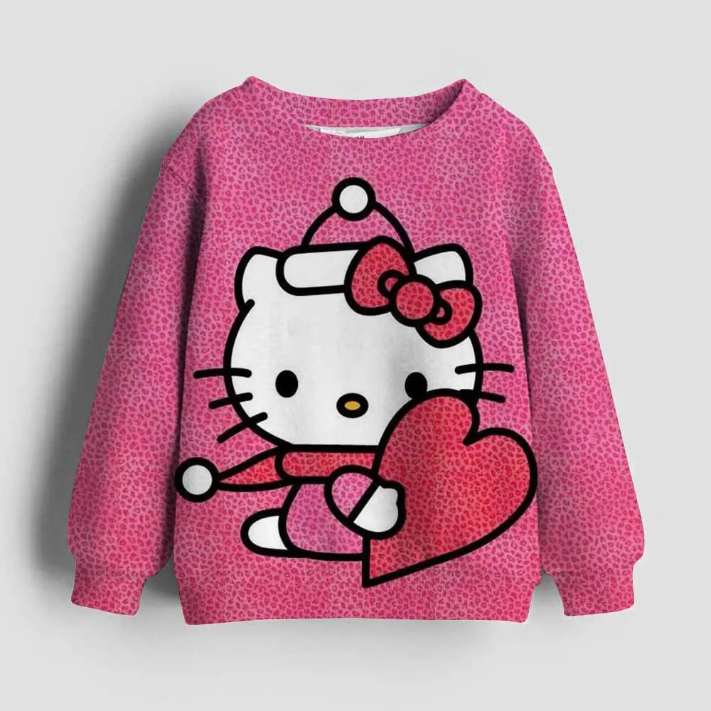 Kawaii Hello Kitty Hoodie Kids Clothes Girls Clothing Fashion Baby Clothes Autumn Kuromi Sweatshirt Children Tops