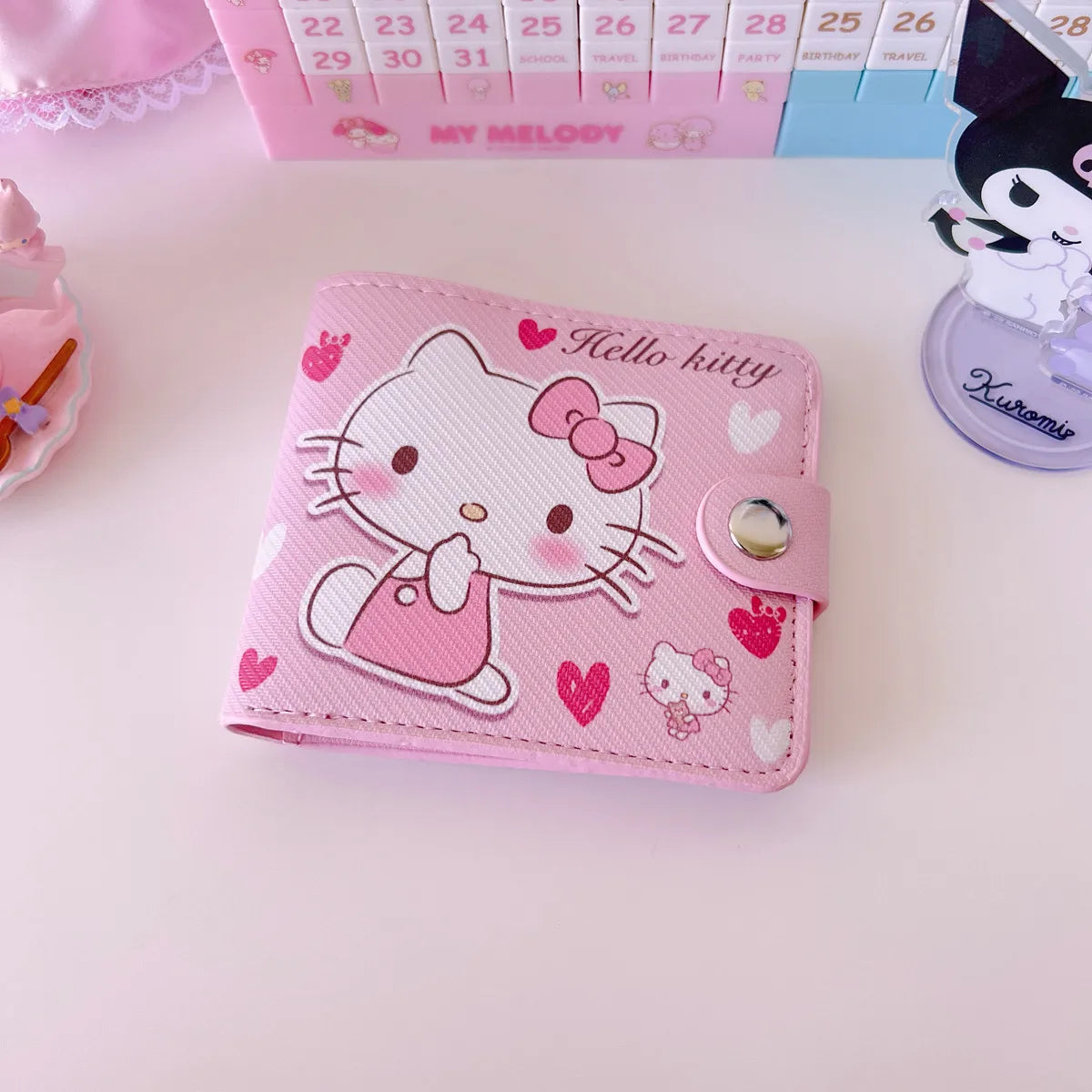 New PU Card Holder Women's Wallet Hello Kitty Kulomi Melody Cinnamoroll Portable ID Card Coin Purse Cute Girls Gifts