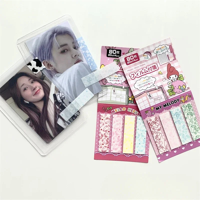 Anime Small Card Holder Index Sticker Hello Kitty My Melody Printed Rectangular Kawaii Color Note Sticker Label Sticker