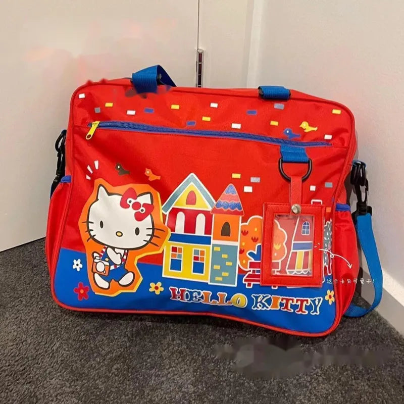 Hello Kitty New Cartoon Print Crossbody Bag Japanese Style Kawaii Computer Bag Sweet Soft Y2k Girl Trend Casual Backpack