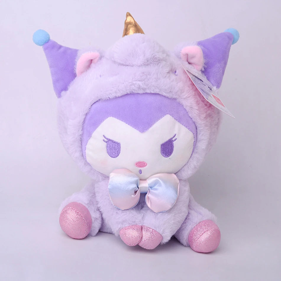 Cartoon Kawali Kuromi Hello Kitty My Melody Cinnamoroll Pillow Plush Toys Soft Stuffed Dolls for Kids Birthday Gifts