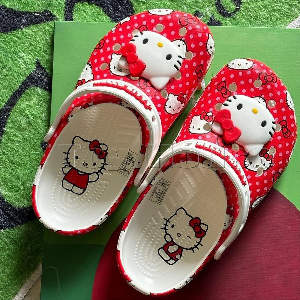 Hello Kitty Hole Sandals Slippers Kt Cat Sandals Kawaii Eva Anime Home Beach Shoes Summer Slippers Adult Kids Gift