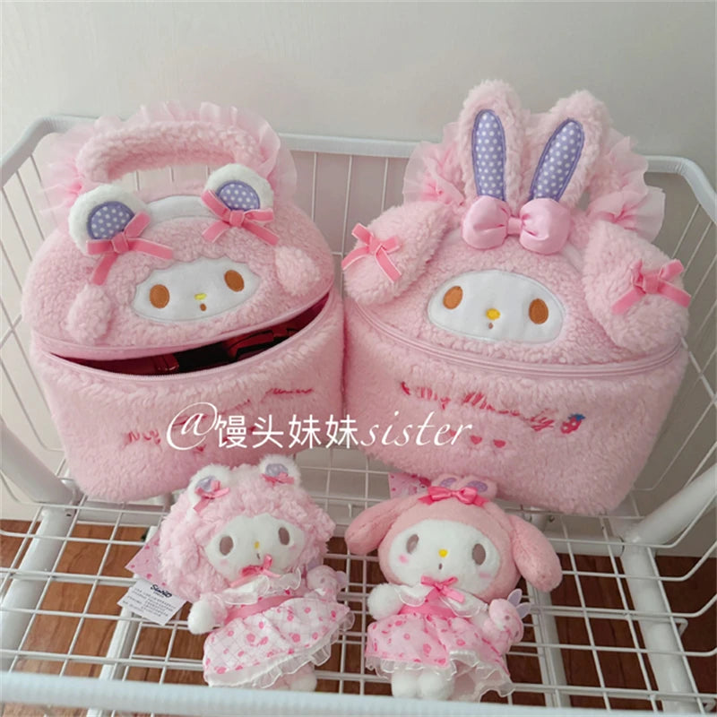 My Melody Cosmetic Case Lovely Cute Anime My Sweet Piano Handbag Storage Bag Japanese Style Kawaii Plush Bag Gifts Girl