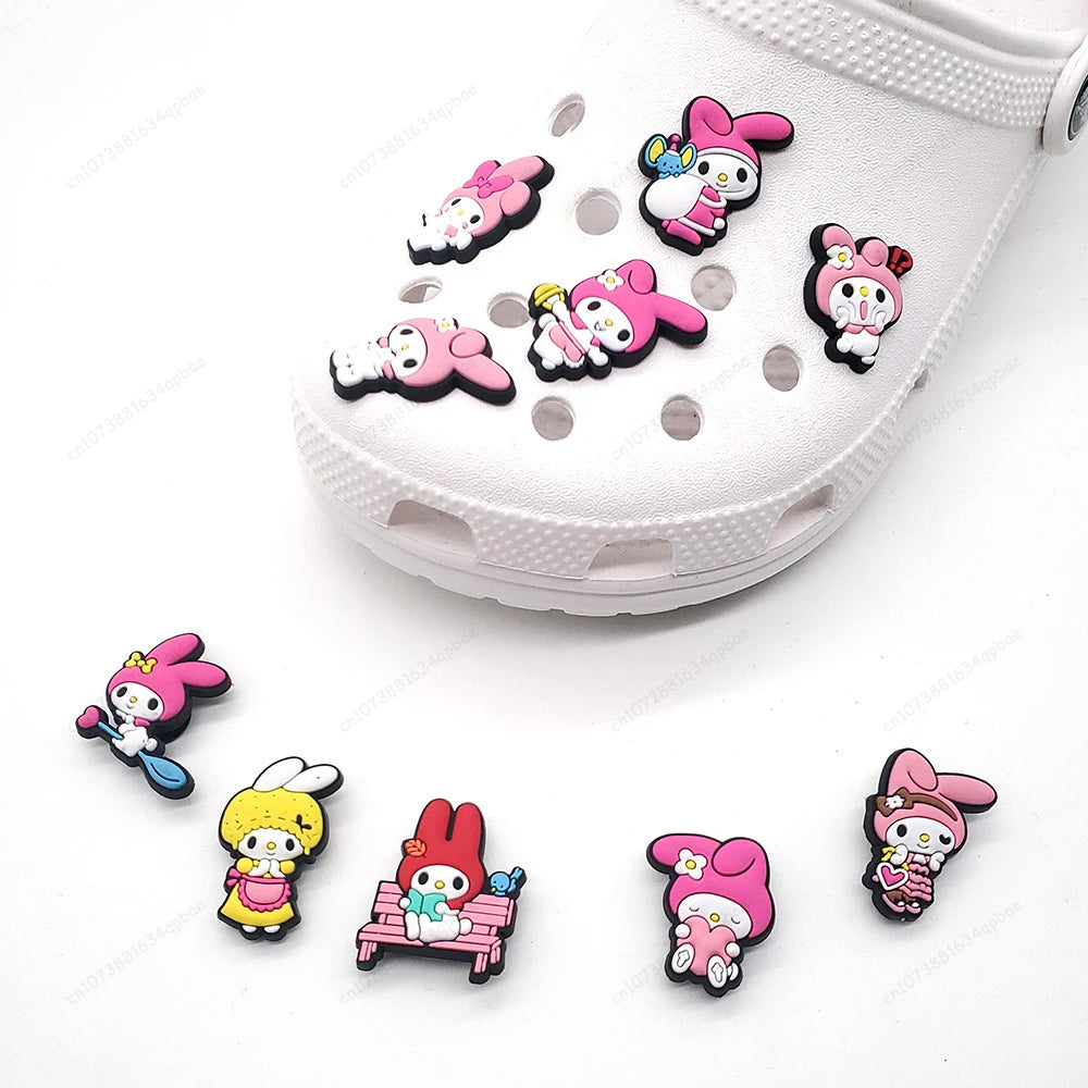 Shoe Charms Accessories 10Pcs Kuromi My Melody Charm Shoe Decration DIY Adult and Kid Sandals Shoe Accessories