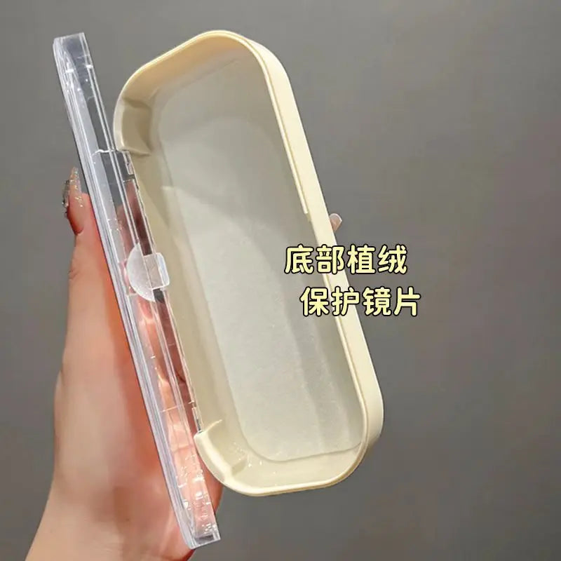 Kawaii Hello Kitty Eyeglass Case Anime Cartoon Cute Translucent Glasses Storage Box Sunglasses Protective Case Girl Gift